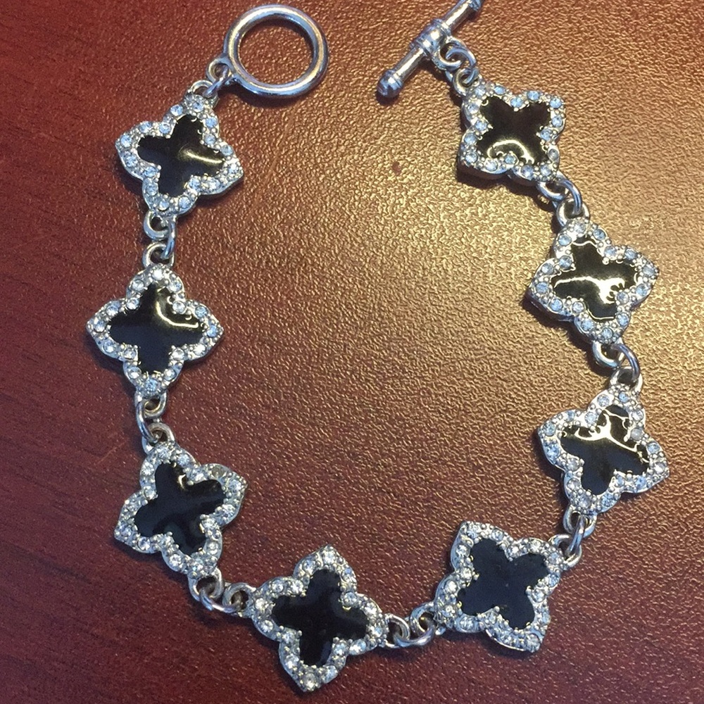 Rhinestone and black bracelet